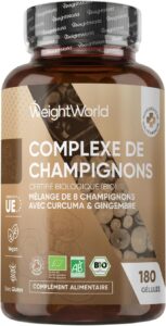 Complexe 8 Champignons Bio, 180 Gélules Vegan, Complexe 8-en-1 Certifié AB