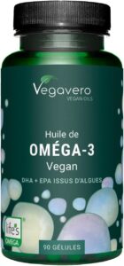 Omega 3 VEGAN | 1500 mg Huile d’Algues avec 450 DHA & 225 EPA | 90 Gélules | 100% Naturel