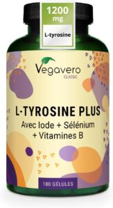 Vegavero L-Tyrosine Plus 1200 mg | THYROIDE* | Avec Iode, Selenium et Vitamine B | Énergie