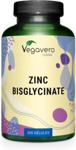 Zinc Bisglycinate | 300 Gélules | 100% Pur – Sans Additifs | Haute Absorption + Vegan | Co