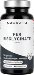 Fer Bisglycinate 14 mg + Vitamine C, Haute Absorption, Immunité & Anti-fatigue, Cure de 3