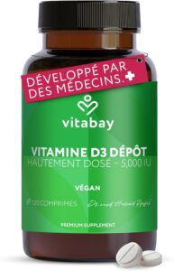 Vitabay Vitamine D3 5000 IU - 120 Comprimés de Vitamine D Cholécalciférol