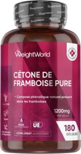 Cétone de Framboise Pure 1200mg - 180 Gélules Vegan Multi-Usages pour 6 Mois - Cétones Exo