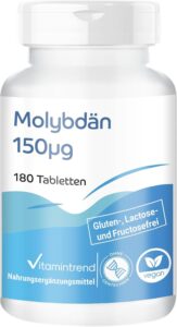 Vitamintrend Molybdène 150mcg, 180 comprimés, facile à avaler, hautement dosé, complément