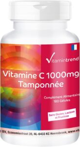 Vitamintrend Vitamine C tamponnée 1000 mg, 180 gélules, douce pour l’estomac, complément a