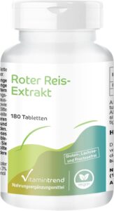 Vitamintrend Extrait de Riz Rouge 150 mg, 180 comprimés, facile à avaler, avec 2,95 mg de