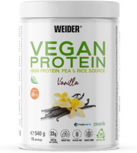 Weider Vegan Protein (540g) Goût Vanille, Protéines 100% Vegetal 23g/dose, Pois (Isolat Pi