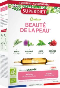 Beauté de la peau, Antioxydant-Prêle, Bardane, Ortie, Grenade-BIO- Ampoules