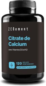 Citrate de Calcium avec D3 + K2 - Dents, Os & Muscles - 120 Gélules