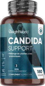 Candida Support 180 Gélules Vegan pour 3 Mois avec 15 Ingrédients - Lactobacillus Acidophi