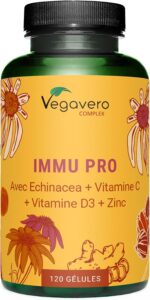 Complexe Immunité | Echinacea, Gingembre, Vitamines C et D3, Zinc, Sélénium | 120 Gélules