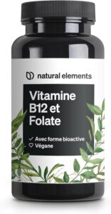 Vitamine B12-180 comprimés végétaliens pour 6 mois - 500µg de vitamine B12 et 200µg d'acid