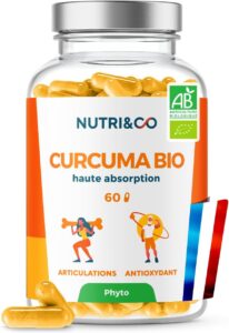 NUTRI&CO Curcuma BIO TurmiPure Gold® 300mg | Sans Poivre Noir | 60 Gélules