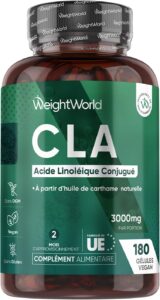 CLA 3000mg par Jour, Vegan - Source d'Omega 6 Acides Gras Essentiels - 80% Acide Linoléiqu