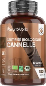 Cannelle Bio en Gélules, 180 Gélules Multi-Usages Vegan pour 3 Mois Certifiées Biologiques