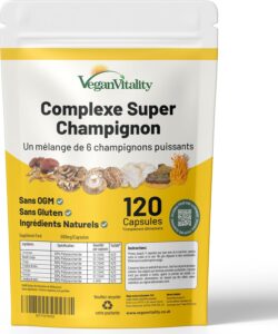 Suppléments à base de 6 champignons – Reishi, Lions Mane, Cordyceps, Chaga, Shitake and Ma