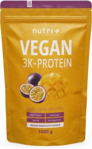Nutri + Protein Powder Vegan Fruit de la passion et mangue 1kg - 82% de protéines - Nutri-