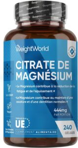 Magnesium Citrate 240 Gélules Vegan pour 8 Mois d'Approvisionnement - Citrate de Magnésium