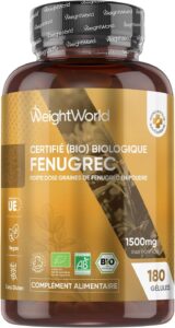 Fenugrec Gélule Bio Vegan, 180 Gélules Multiusages – Fenugrec Bio gelules sans Additifs, s