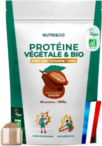 NUTRI&CO Protéines Vegétales BIO | Pois, Riz, Chia & Courge | 500g Cacao