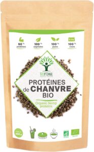 Protéine de Chanvre Bio - Bioptimal - 50% de Protéines - BCAA Oméga 3 Fibres - Poudre de G