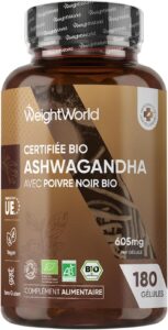 Ashwagandha Bio - 180 Gélules Vegan (6 Mois) - Withanolides & Piperine
