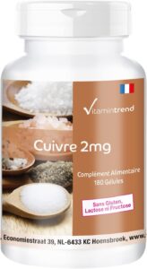 Vitamintrend Cuivre 2 mg, 180 gélules, faciles à avaler, hautement dosé, complément alimen