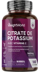 Citrate de Potassium 1460mg avec Vitamine C, 180 Comprimés Vegan Cassables