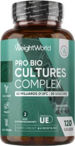 Probiotiques et Prébiotiques 60 Milliards d'UFC avec 20 Souches