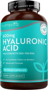 Nutravita Acide Hyaluronique Pur 600 mg - 90 Capsules Véganes - 3 Mois