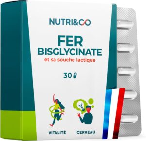 NUTRI&CO Fer Bisglycinate 14mg + Vit C + Probiotique | 30 Gélules | 1 mois