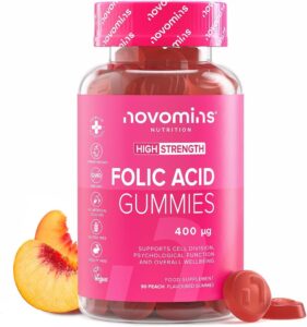 Acide Folique 400 mcg | 90 Gummies | 3 Mois de Cure | Novomins