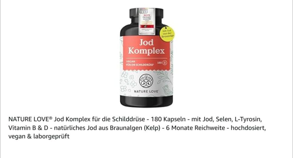 Visuel du produit avec sa description en allemand.