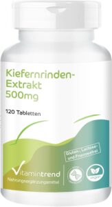 Vitamintrend Extrait d'écorce de pin 500 mg, 120 comprimés, hautement dosé, avec vitamine