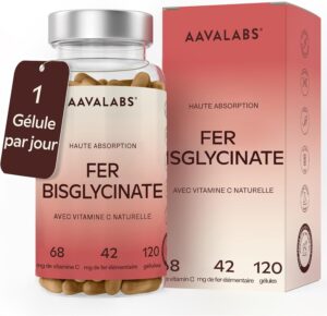 Fer Complément Alimentaire + Vitamine C Acerola - Fer Bisglycinate 42mg Iron Complement Al