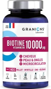 Biotine - Granions - Complement Cheveux Peau Ongles - 10000 µg - 60 Cp