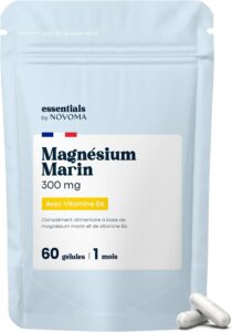 Magnesium Marin 300 mg + Vitamine B6, 60 Gélules Végétales - 1 mois