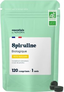 Spiruline Bio 500 mg - Pure et Naturelle, 120 Comprimés - 1 Mois