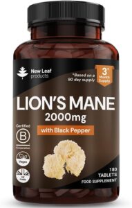 New Leaf Products 180 Comprimés de Champignon Crinière de Lion, Complément d'Extrait de Cr