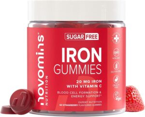 Gummies Fer 20 mg | avec Vitamine C | Sans Sucre | 60 Gummies | Novomins