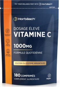 Vitamine C 1000 mg | 180 Comprimés Vegan | Système Immunitaire et Fatigue | Alternative au