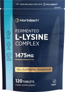 L-Lysine 1475mg par Dosé Journalière - Acide Aminé | 120 Comprimès Vegan | Complément Alim