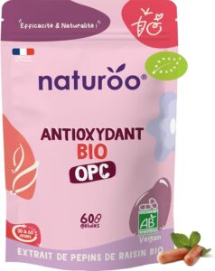 Antioxydant (60 gélules - 1 à 2 mois) BlO | 70% d'OPC | Extrait de Pépins de Raisin | Prem