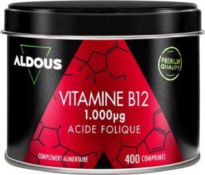Vitamine B12 1000 mcg et Acide Folique 400 mcg - Plus d'un 1 an - Energie