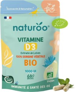 Vitamine D Bio Naturelle et Végétale, Vitamine D3 biologique à base de Lichen | 1000 UI (5