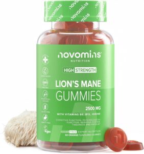 Gummies Crinière de Lion 2500 mg, Vitamine B6 & 12 | 60 Gummies | Novomins