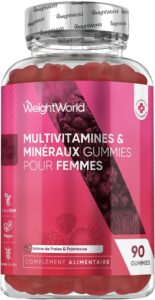 Multivitamines Femme Gummies Vegan, 13 Vitamines et Minéraux Vitamine C D E A B Zinc Iode