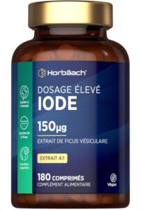Iode 150 mcg | 180 Comprimés Vegan | Iode Complément Alimentaire avec Selenium | Iodine Su