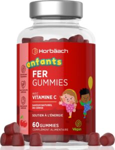 Fer Gummies Enfants 7mg avec Vitamine C 20mg | 60 Vegan Gummies - Sans Huile de Palme | Fe