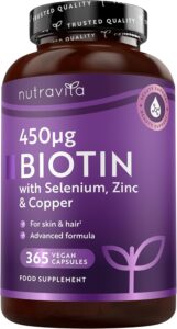 Nutravita Biotine avec Sélénium, Zinc & Cuivre - 365 Gélules Véganes
